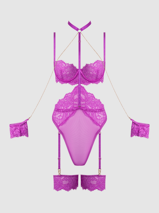 Arianna Lace & Chains Thigh Garter Teddy - Frederick's Of Hollywood