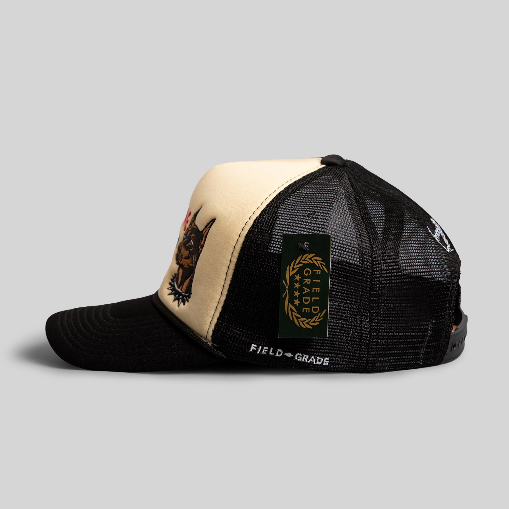 BEWARE of DOG SAND/BLACK TRUCKER HAT