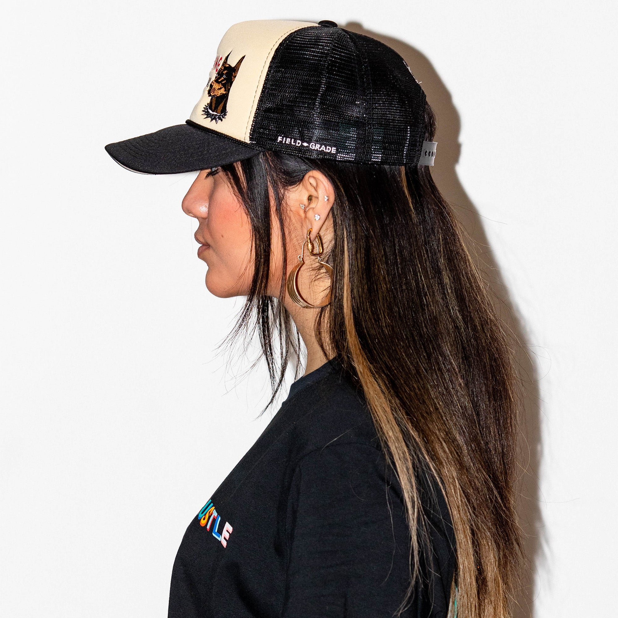 BEWARE of DOG SAND/BLACK TRUCKER HAT
