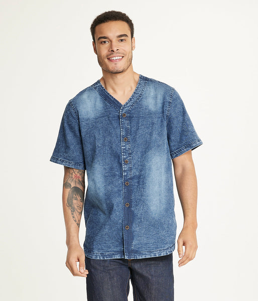 Brooklyn Laundry Men's Baseball Denim Shirt Rinse Denim