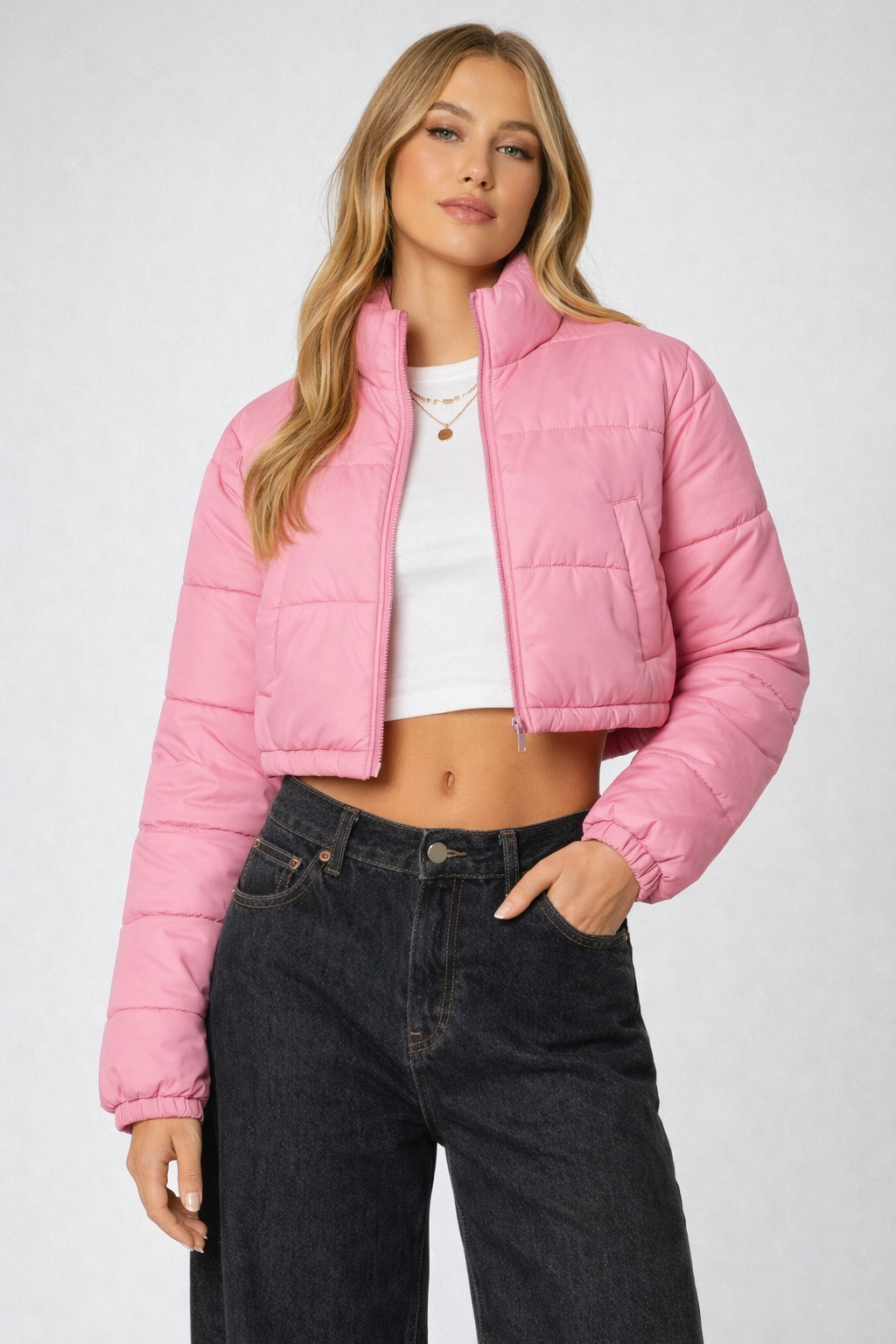 Cropped Quilted Puffer Jacket