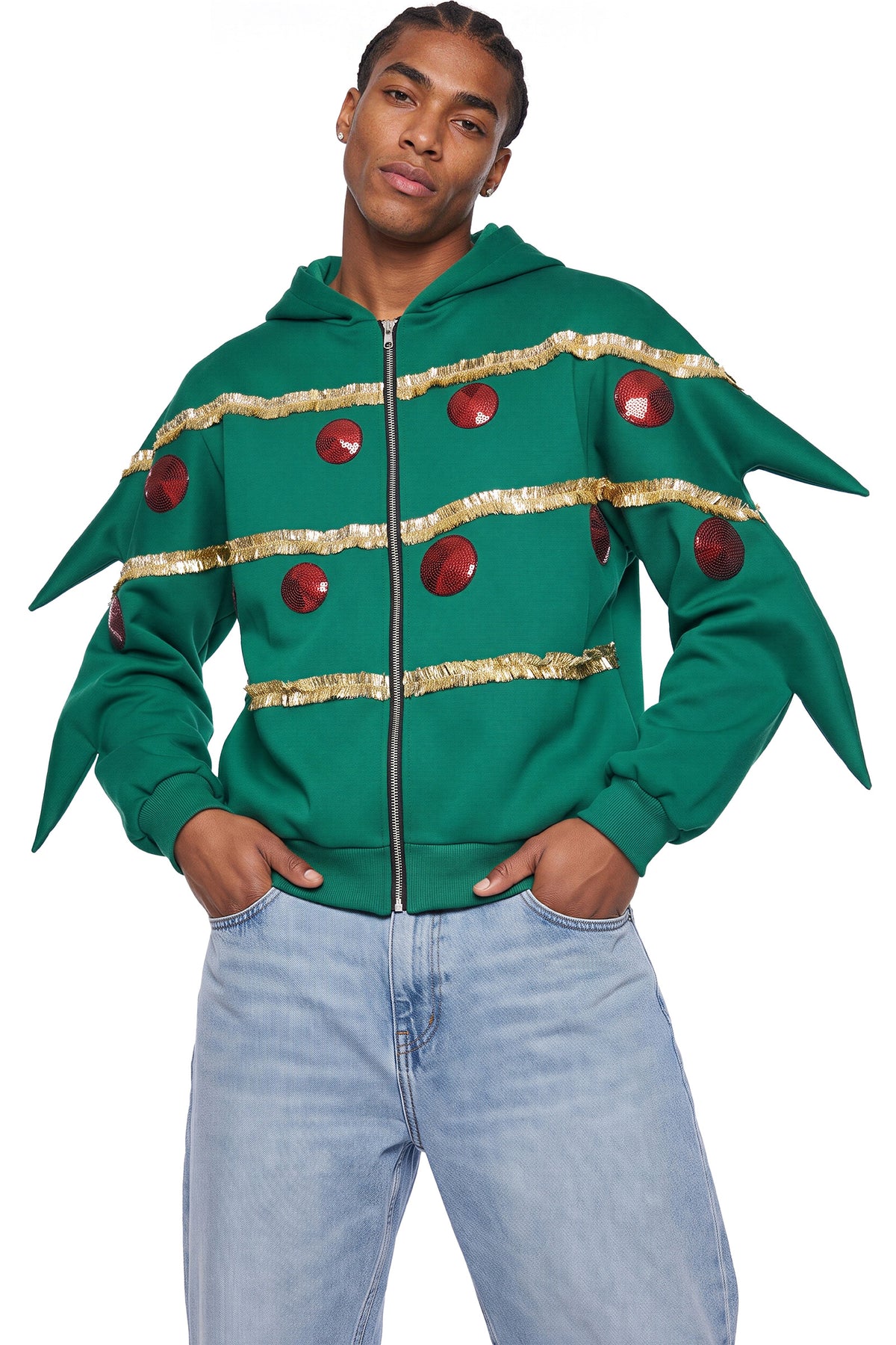 Christmas Tree Pajama Zip Up Hoodie