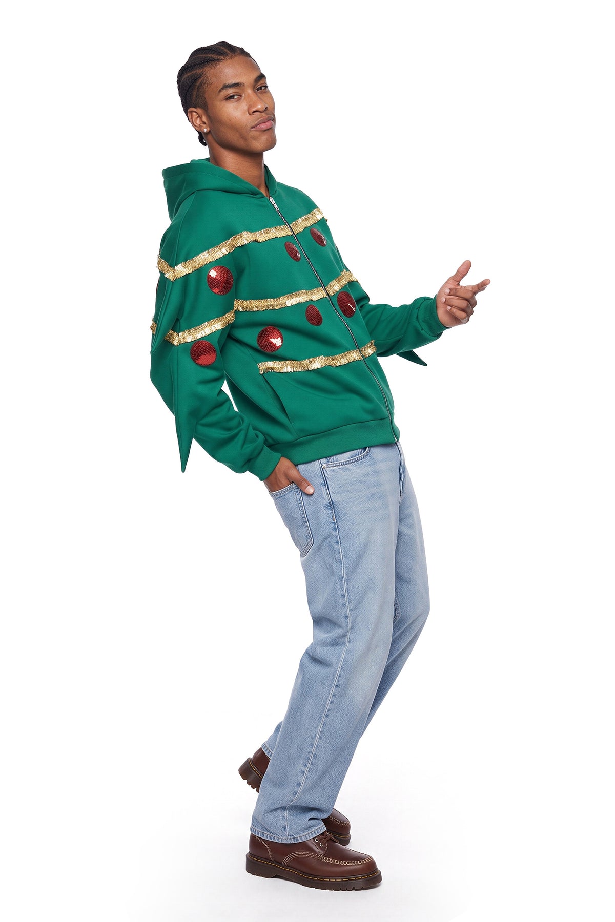 Christmas Tree Pajama Zip Up Hoodie