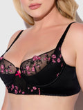 Harlow Embroidered Mesh Push Up Longline Demi Bra - Frederick's of Hollywood