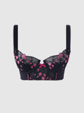 Harlow Embroidered Mesh Push Up Longline Demi Bra - Frederick's of Hollywood
