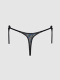 Harlow Embroidered Mesh Tie Side Thong - Frederick's of Hollywood