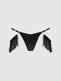 Hendrix Faux Leather With Detachable Fringe Thong - Frederick's of Hollywood