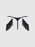 Hendrix Faux Leather With Detachable Fringe Thong - Frederick's of Hollywood
