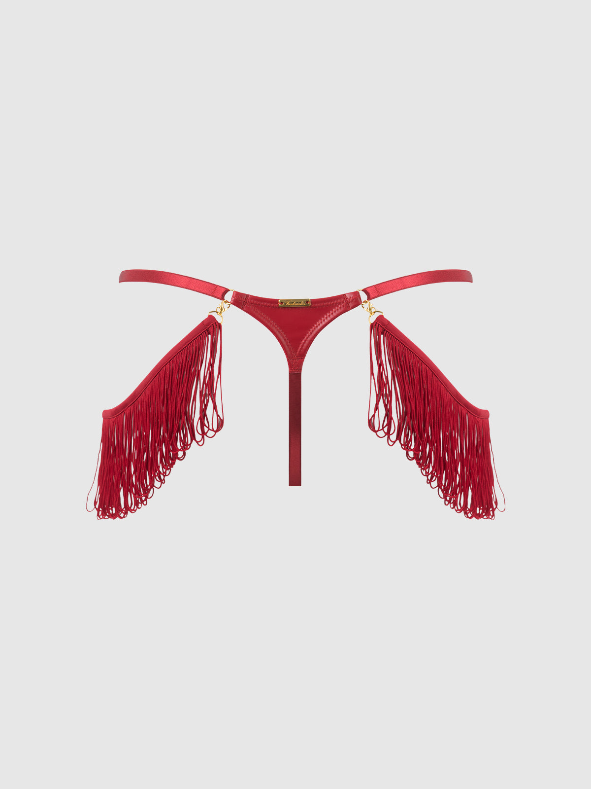 Hendrix Faux Leather With Detachable Fringe Thong - Frederick's of Hollywood