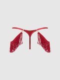 Hendrix Faux Leather With Detachable Fringe Thong - Frederick's of Hollywood