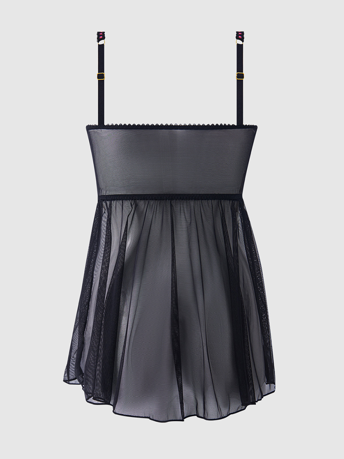 Harlow Embroidered Mesh & Elastic Longline Babydoll - Frederick's of Hollywood