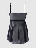 Harlow Embroidered Mesh & Elastic Longline Babydoll - Frederick's of Hollywood