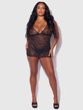 Chiara Lace & Strappy Open Back Chemise - Frederick's of Hollywood