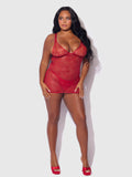 Chiara Lace & Strappy Open Back Chemise - Frederick's of Hollywood