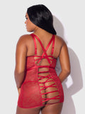 Chiara Lace & Strappy Open Back Chemise - Frederick's of Hollywood