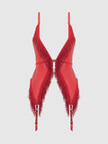 Hendrix Faux Leather & Fringe Chemise - Frederick's of Hollywood