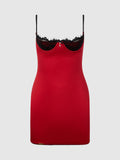 Lexi Lace Open Cup Strappy Back Chemise - Frederick's of Hollywood