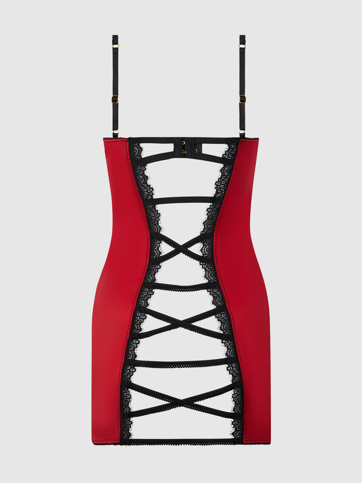 Lexi Lace Open Cup Strappy Back Chemise - Frederick's of Hollywood