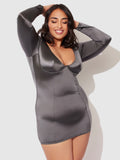 Neev Oil Slick Underwire Long-Sleeved Slip Dress - Fredericks of Hollywood