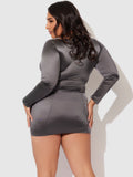 Neev Oil Slick Underwire Long-Sleeved Slip Dress - Fredericks of Hollywood