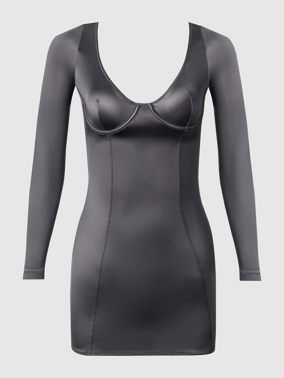 Neev Oil Slick Underwire Long-Sleeved Slip Dress - Fredericks of Hollywood