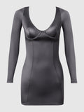Neev Oil Slick Underwire Long-Sleeved Slip Dress - Fredericks of Hollywood
