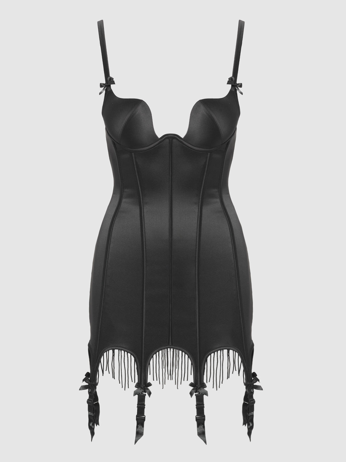 Lune Satin & Beaded Garter Chemise - Frederick's of Hollywood