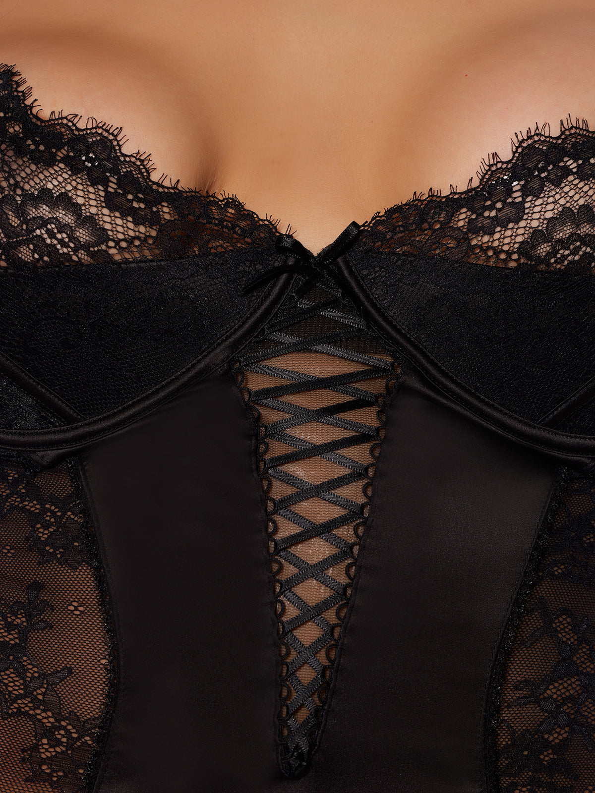 Adelaide Satin & Lace Push Up Chemise - Frederick's of Hollywood