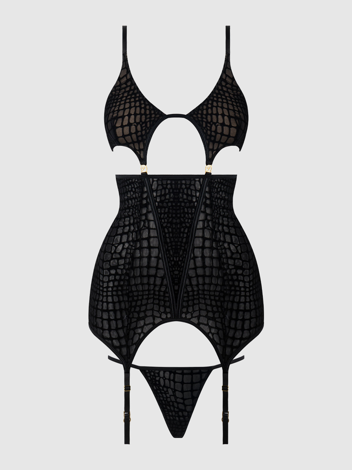 Medusa Snake Velvet Burnout Gartered Chemise & G-String - Frederick's of Hollywood