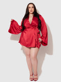 Petra Satin Short Robe - Frederick's of Hollywood