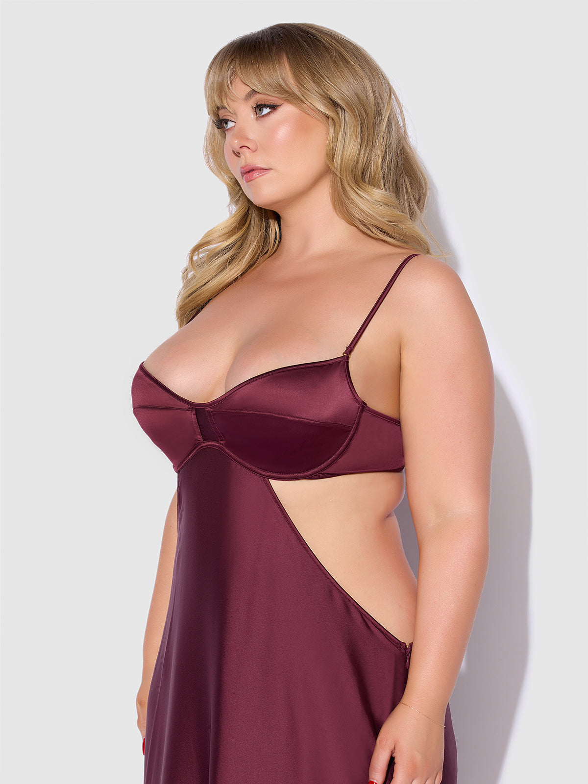 Petra Satin Monowire Cutout Gown - Frederick's of Hollywood