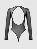 Alanza Long Sleeve Crotchless Mesh Bodysuit - Frederick's of Hollywood