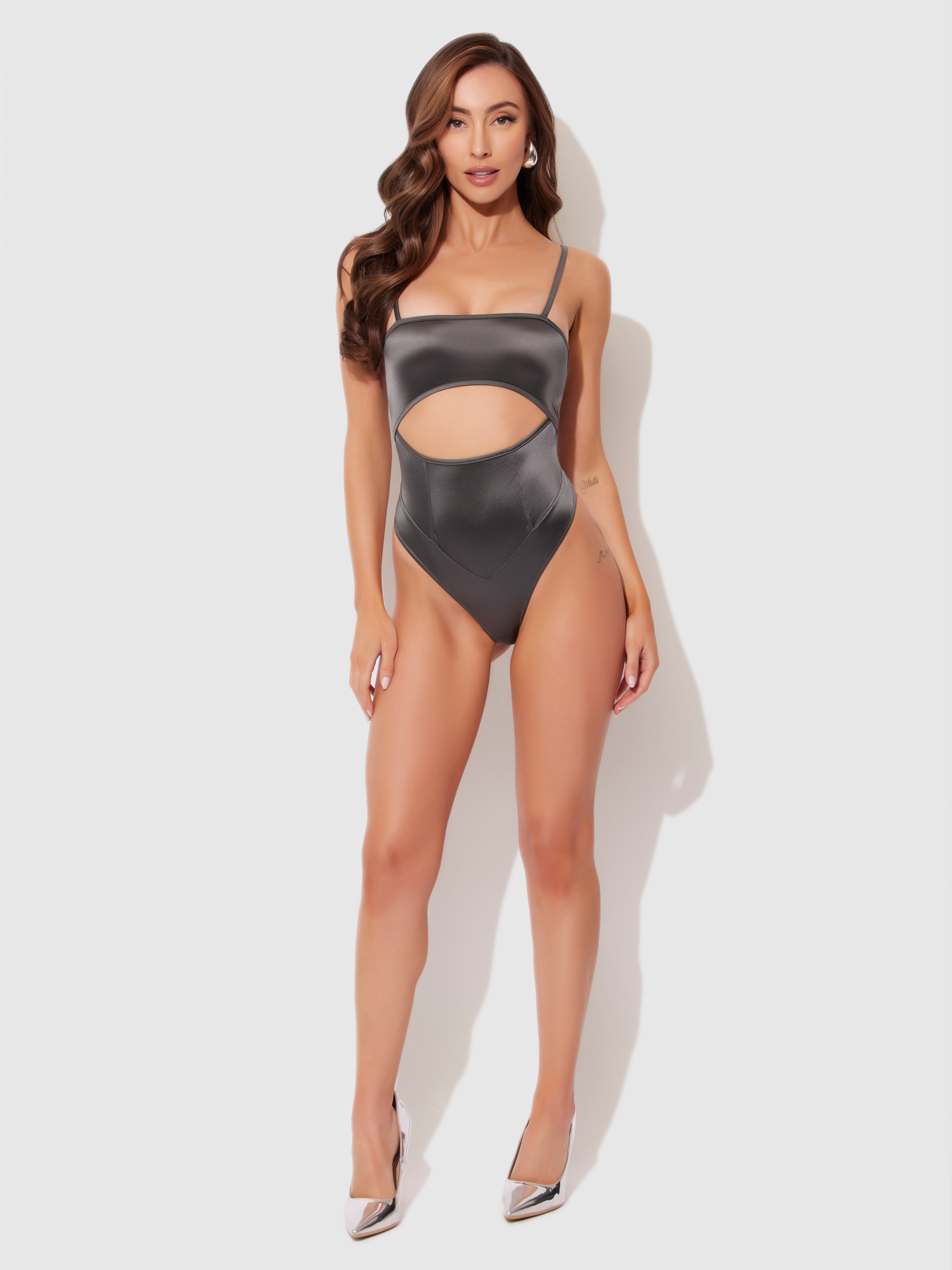 Neev Oil Slick Cutout Scoop Back Bodysuit - Fredericks of Hollywood