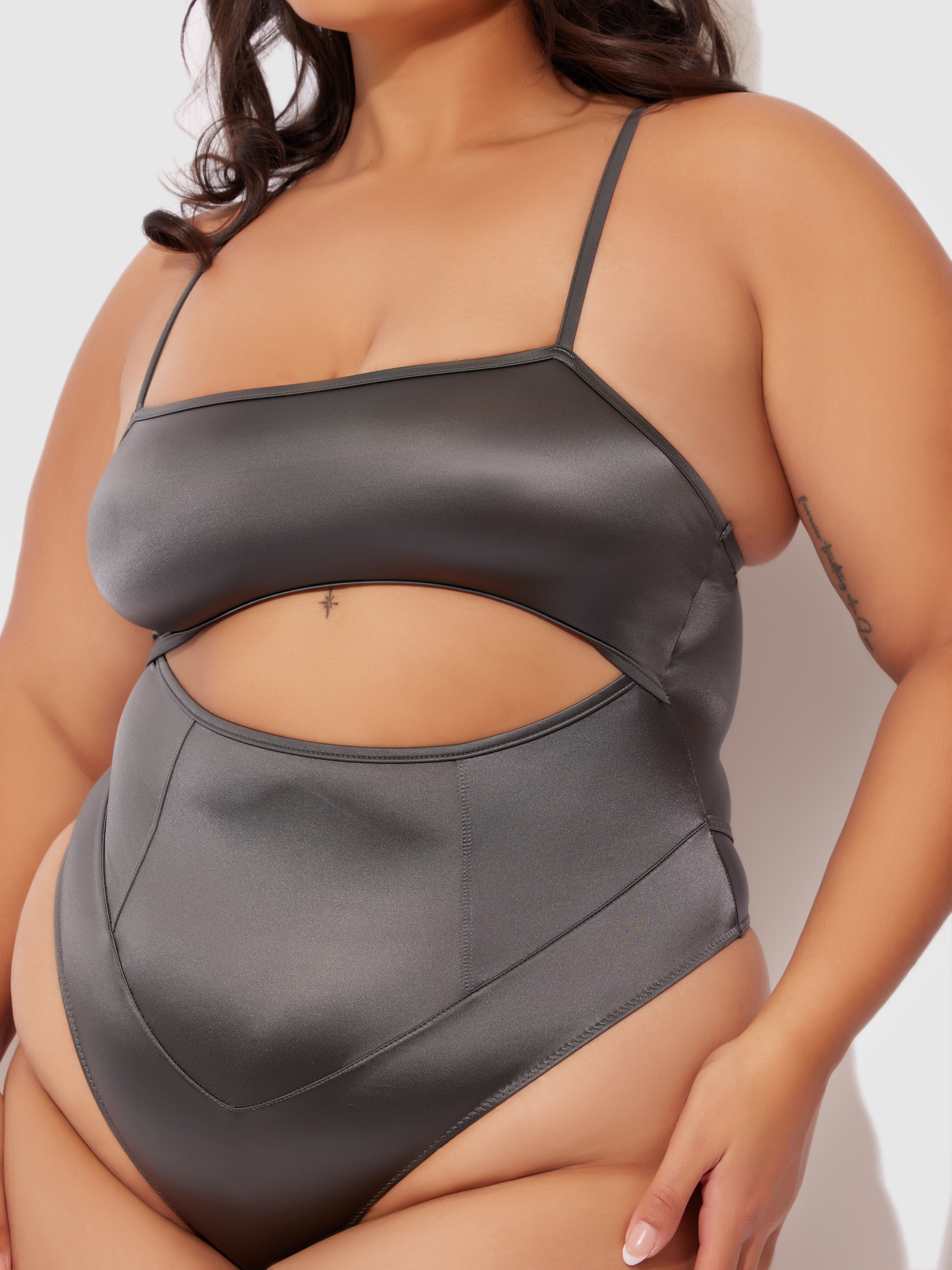 Neev Oil Slick Cutout Scoop Back Bodysuit - Fredericks of Hollywood