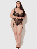 Luella Hook & Eye Front Strappy Lace Teddy - Frederick's Of Hollywood