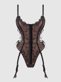 Luella Hook & Eye Front Strappy Lace Teddy - Frederick's Of Hollywood