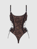 Luella Hook & Eye Front Strappy Lace Teddy - Frederick's Of Hollywood