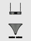 Maeve Chain & Lace Crotchless Teddy With Thigh Garters - Frederick's of Hollywood