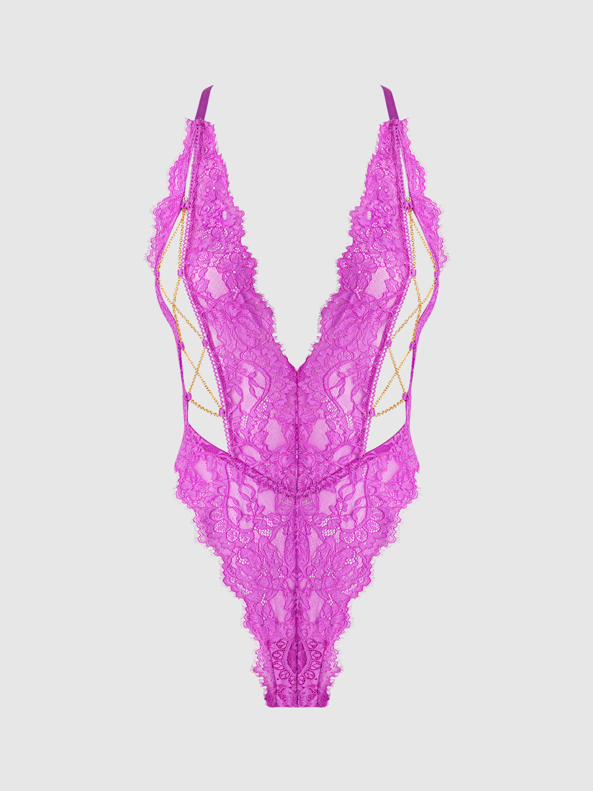 Arianna Lace & Chains Plunge Teddy - Frederick's of Hollywood