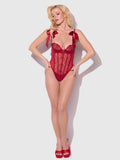 Melrose Embroidered Teddy - Frederick's of Hollywood