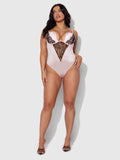 Rising Star Liquid Satin Swirl Plunge Bodysuit - Frederick's of Hollywood
