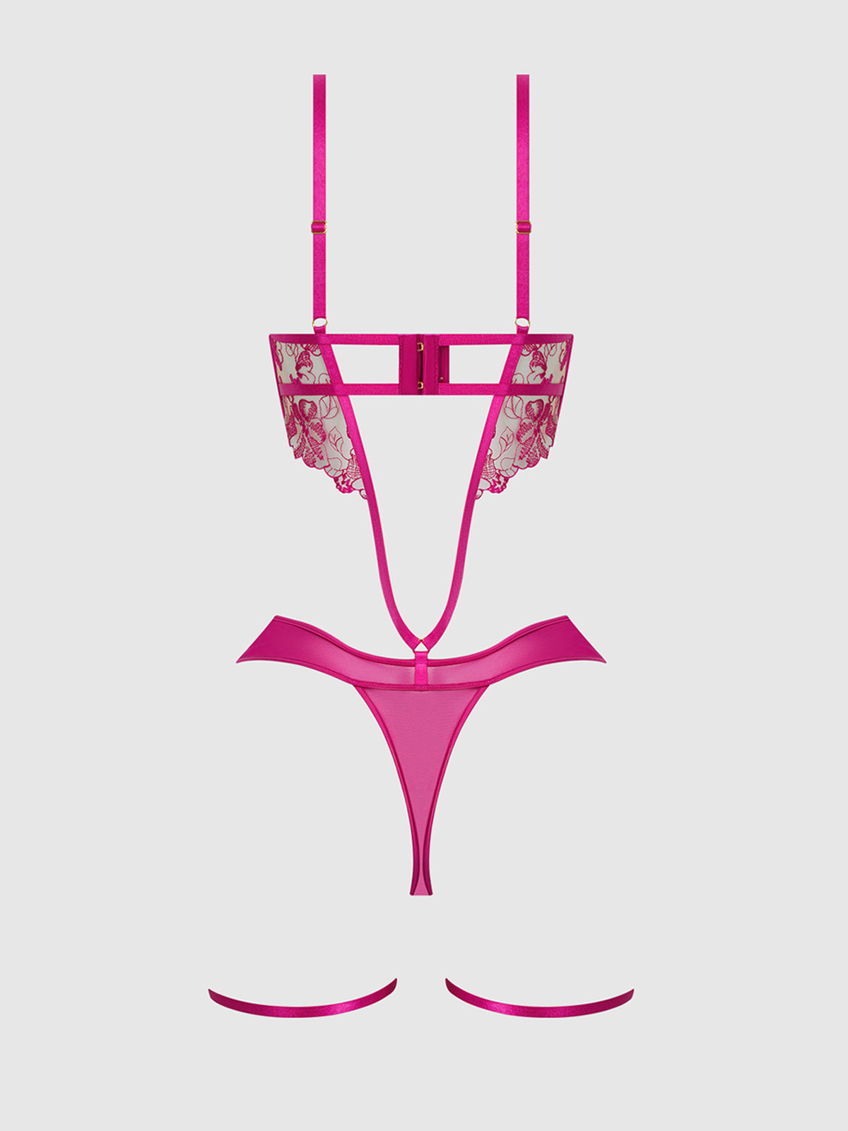 Venus Lace Strappy & Thigh Gartered Teddy - Frederick's of Hollywood