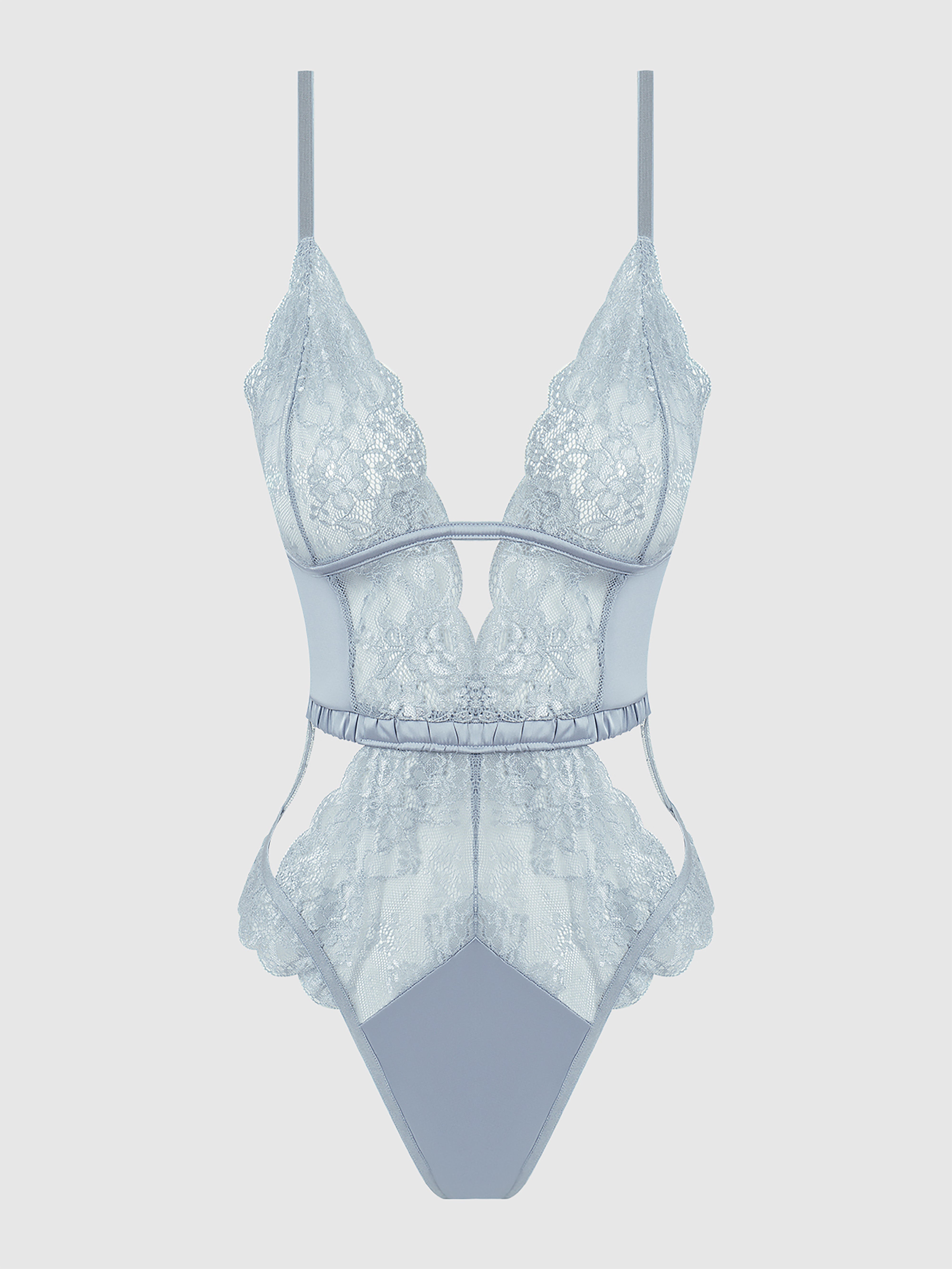 Lace & Satin Underwire Cutout Teddy - Frederick's of Hollywood
