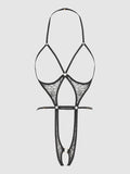 Melrose Satin Harness Teddy - Frederick's of Hollywood