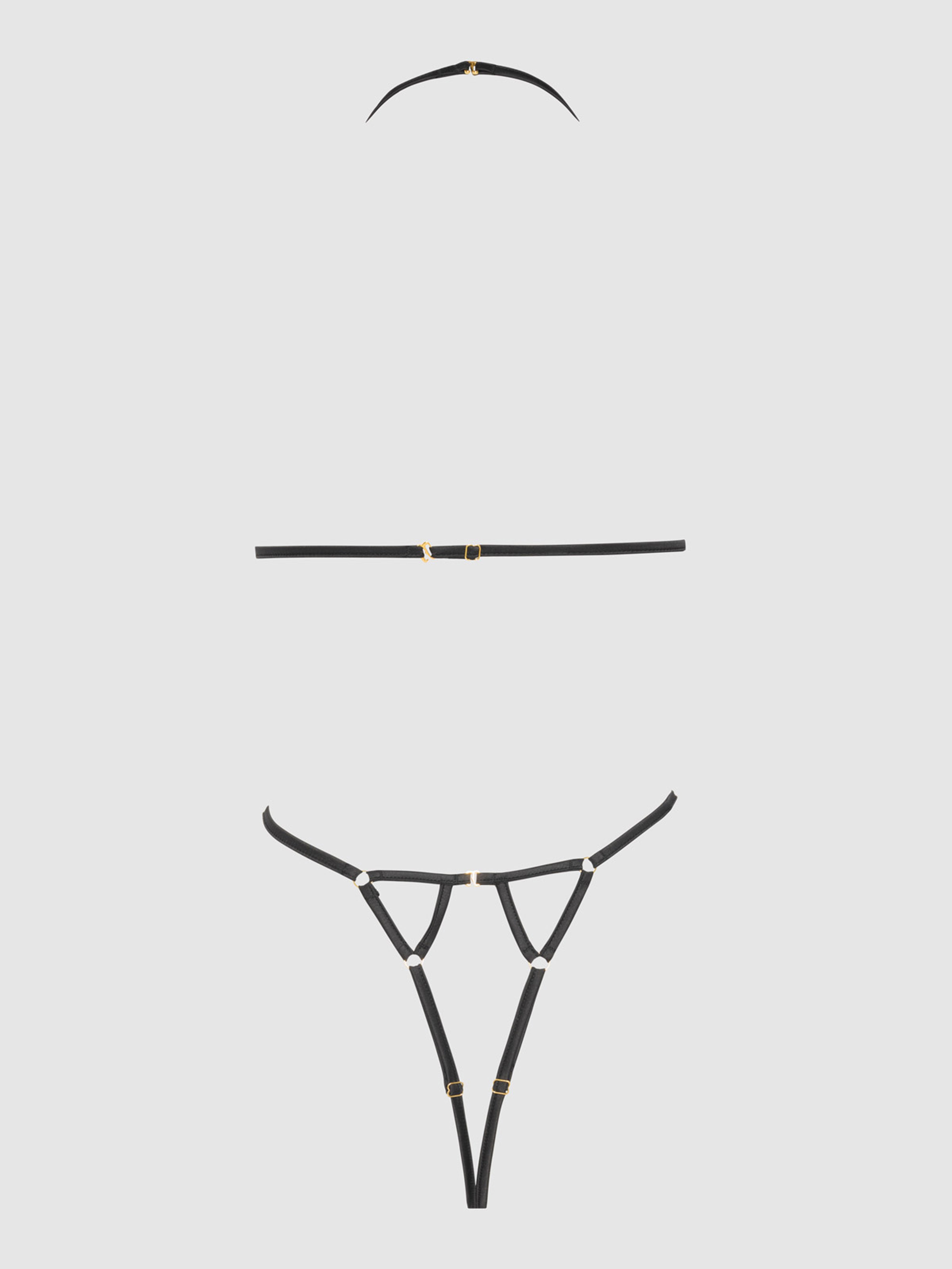 Melrose Satin Harness Teddy - Frederick's of Hollywood
