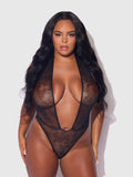 Chiara Crotchless Halter Lace Teddy - Frederick's Of Hollywood