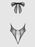 Chiara Crotchless Halter Lace Teddy