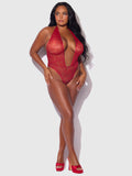 Chiara Crotchless Halter Lace Teddy - Frederick's of Hollywood