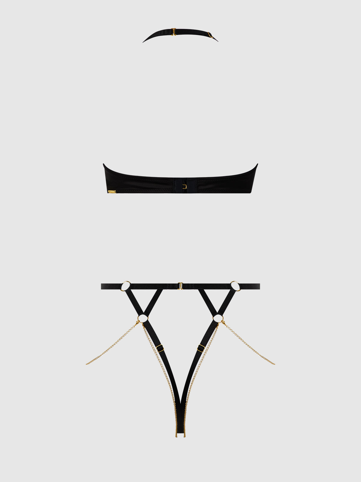 Maeve Chain & Lace Open Cup & Crotchless Harness Teddy - Frederick's of Hollywood