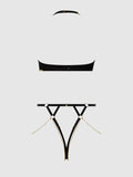 Maeve Chain & Lace Open Cup & Crotchless Harness Teddy - Frederick's of Hollywood